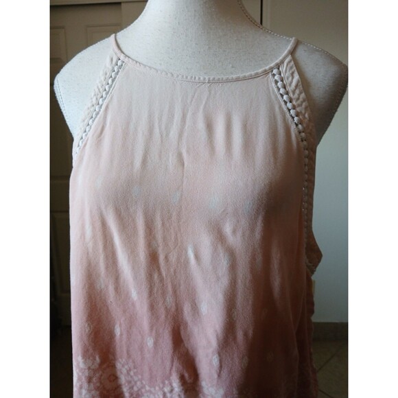 Mudd Womens Rayon Halter Pink Tank Top Size XL Lace Details Bohemian - Picture 7 of 13